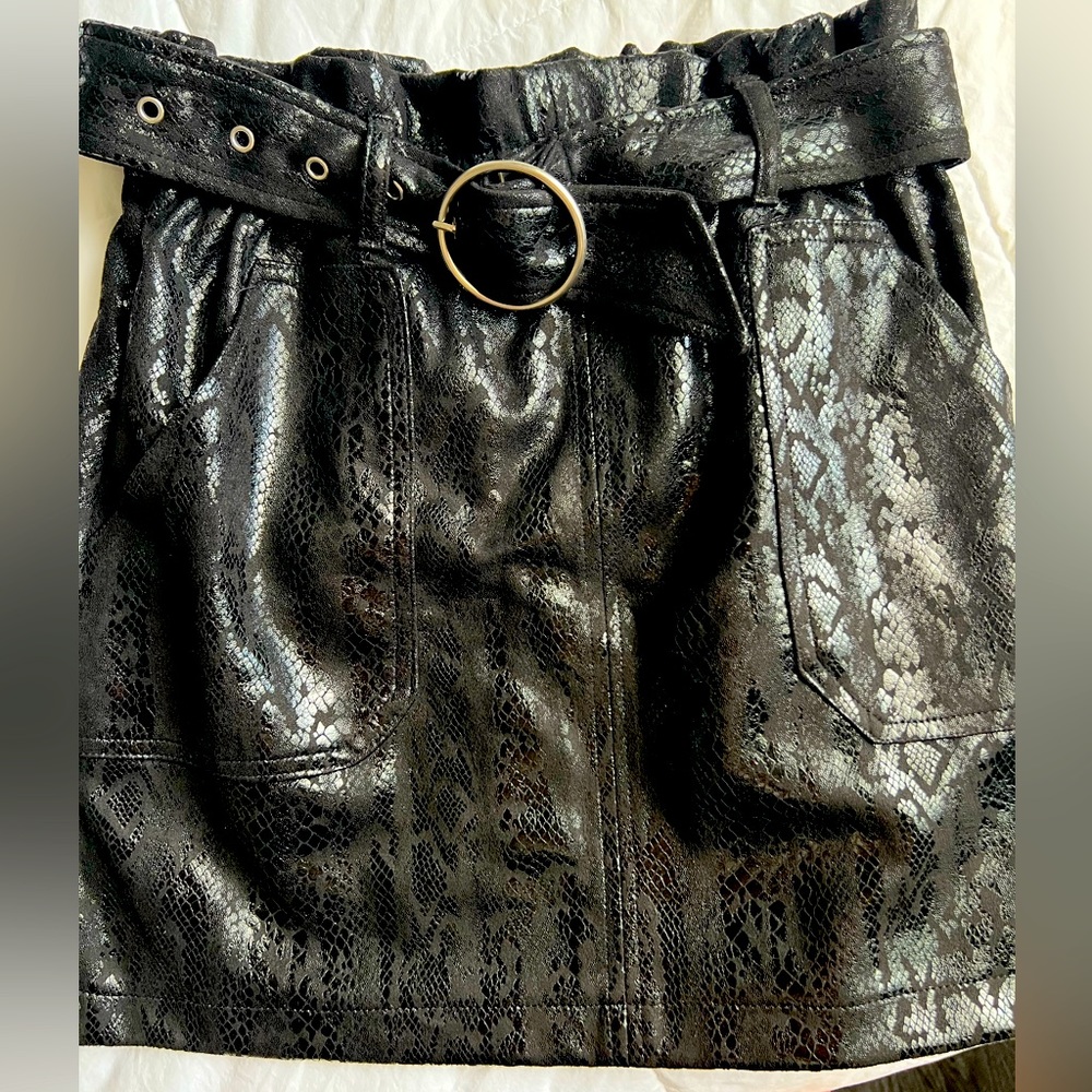 Brand new black leather skirt